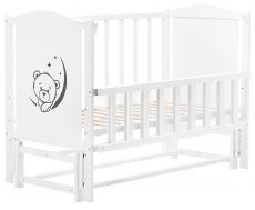 Ліжко Babyroom Тедді Т-02 фігурний бильце, маятник поздовжній, відкидний бік, білий